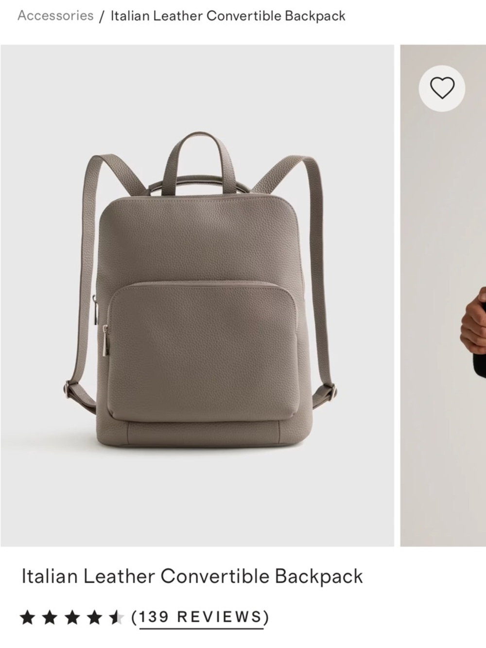 Quince Pebbled Leather Convertible Backpack in Taupe